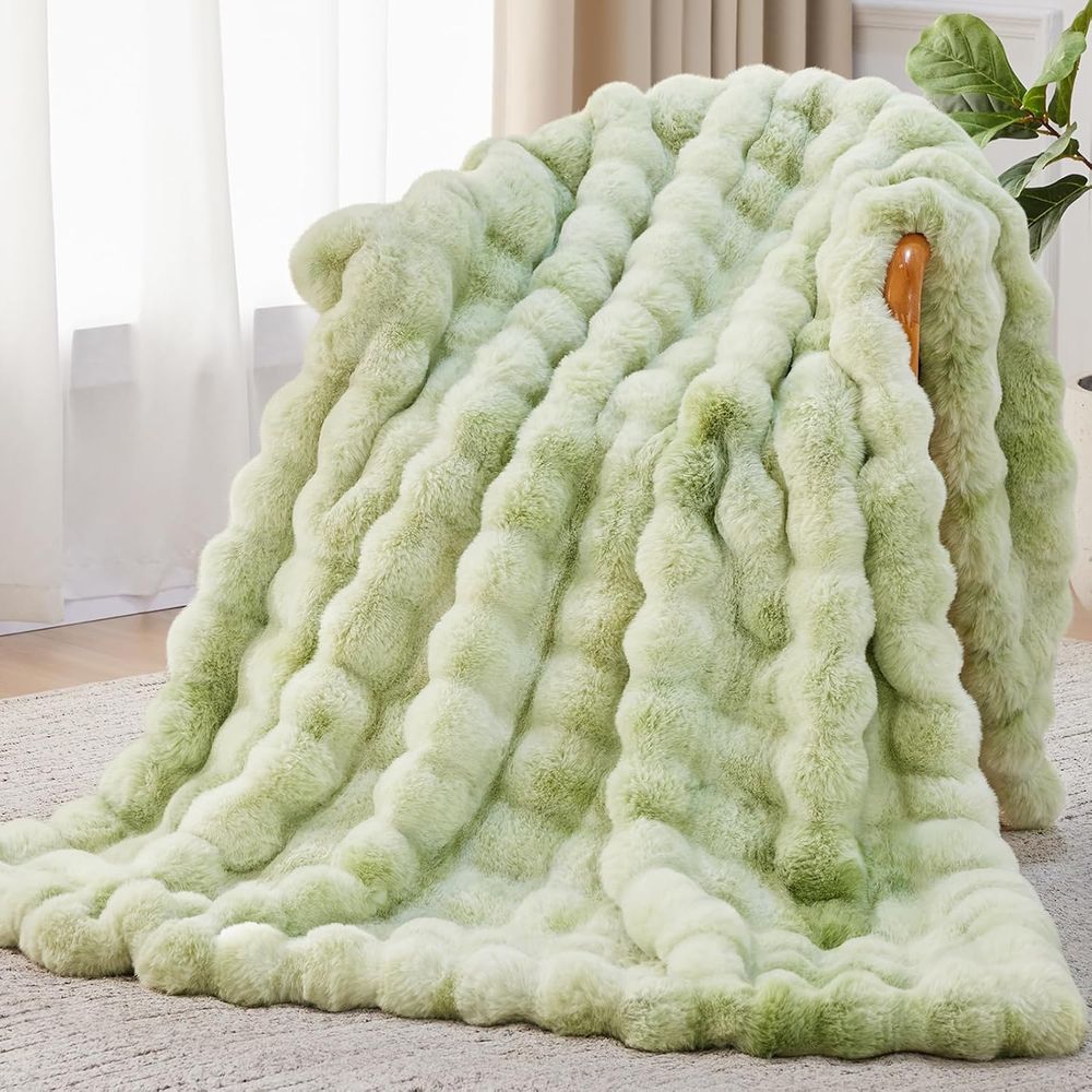 Cashmere Throw Blanket - Faux Fur Throw Blanket, 1000GSM Fluffy