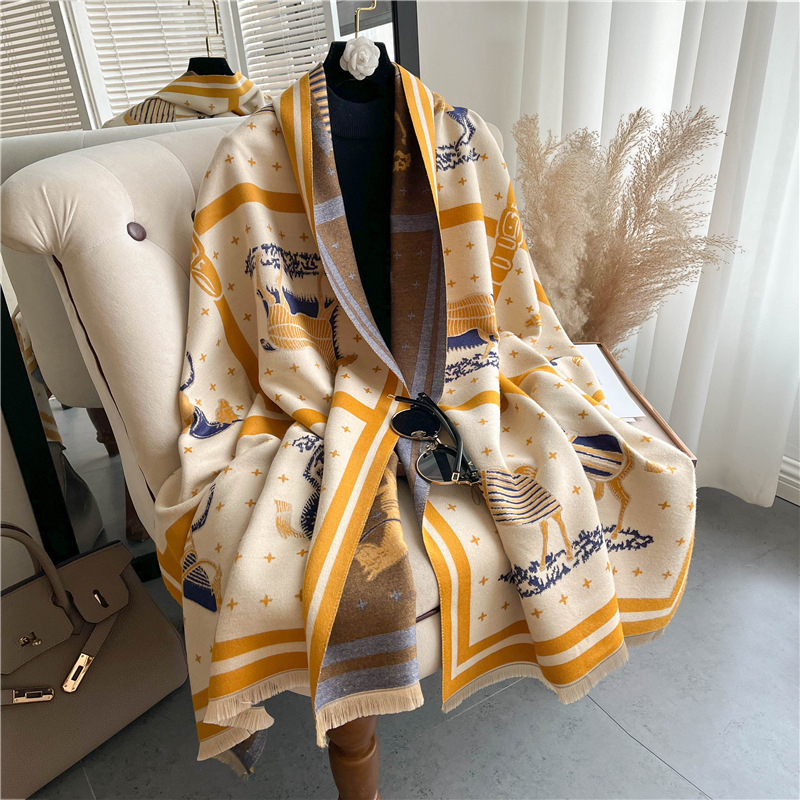 Luxury Horse Print Thick Cashm - Cashmere Throw Blanket 评论和价格