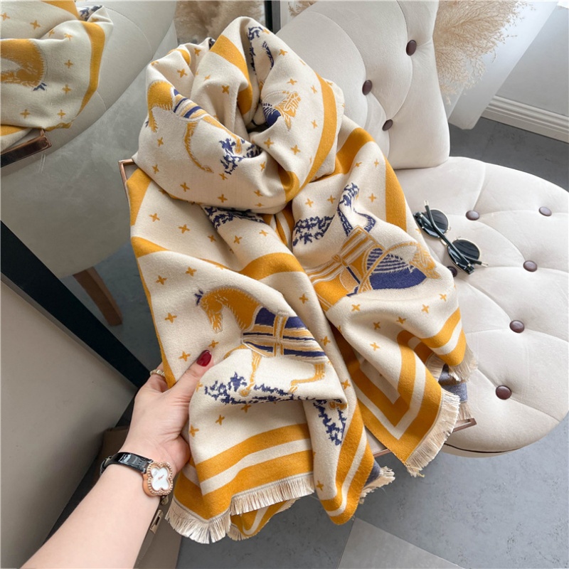 Luxury Horse Print Thick Cashm - Cashmere Throw Blanket 评论和价格