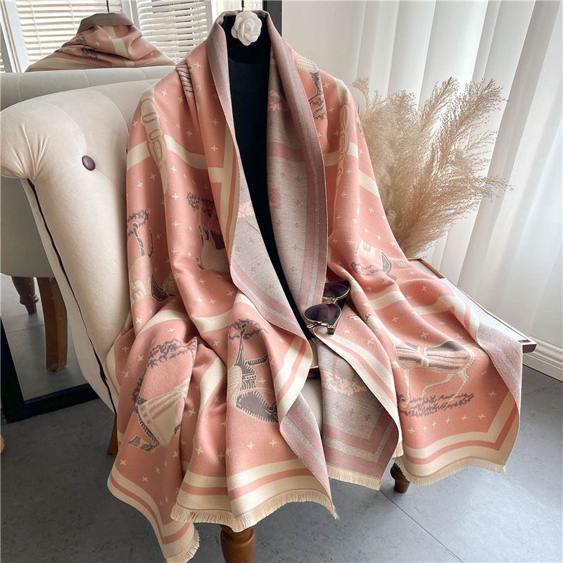 Luxury Horse Print Thick Cashm - Cashmere Throw Blanket 评论和价格